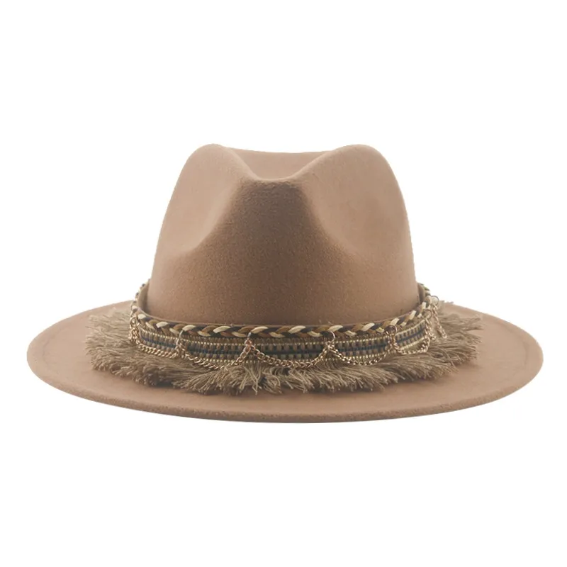 Fedora Hat Wool - カウボーイ帽子帽子フェドーラ帽子フェルト男の帽子帽子女性のための西部カウボーイパナマヴィンテージカジュアル高級男性帽子ソンブレロやつ新しい