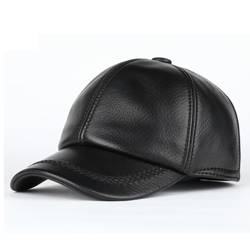 Baseball Cap Structured - 男性と女性のための本革の野球帽,耳の保護,暖かい,大人,屋外,新しい,冬
