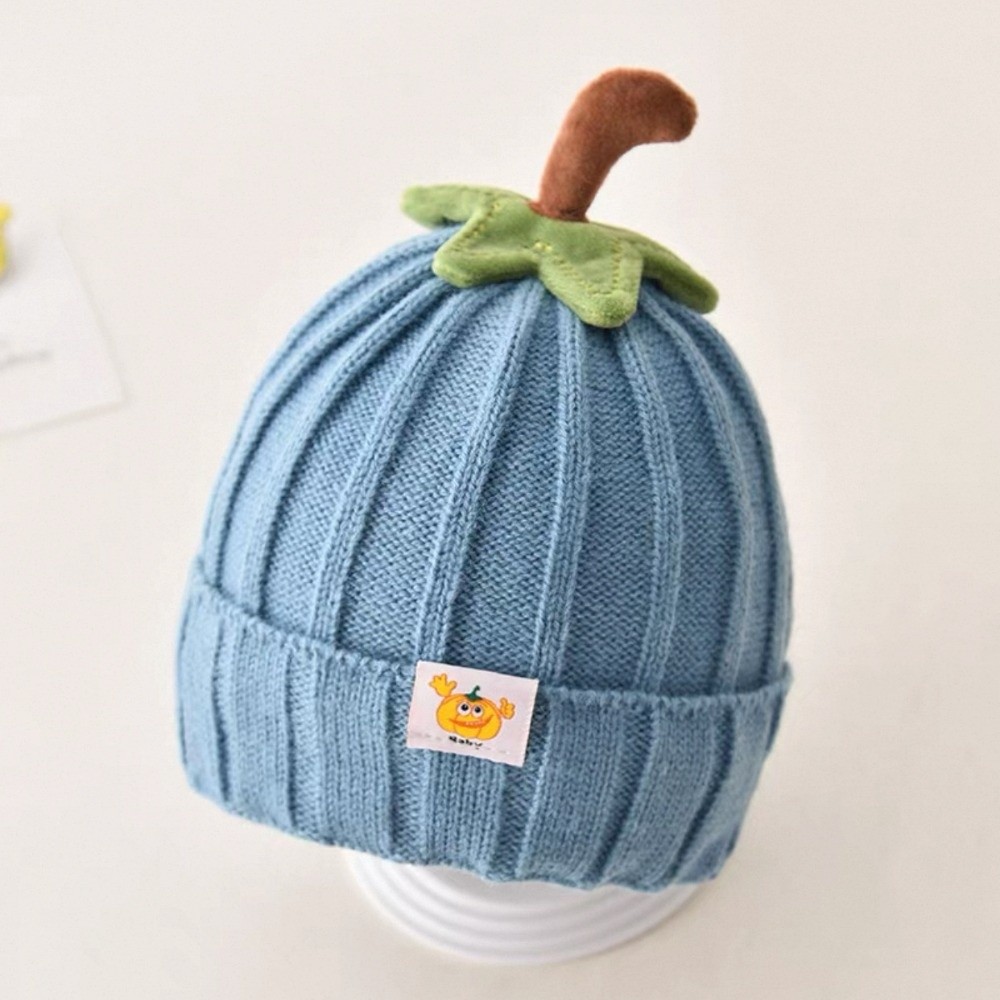 Beanie Cuffed Knit - かわいいスタイルの柔らかいベビーニット帽、漫画デザイン、伸縮性のあるパンプキン柄、幼児用ビーニー、カフ付きスタイルのベビーキャップ、ハロウィン