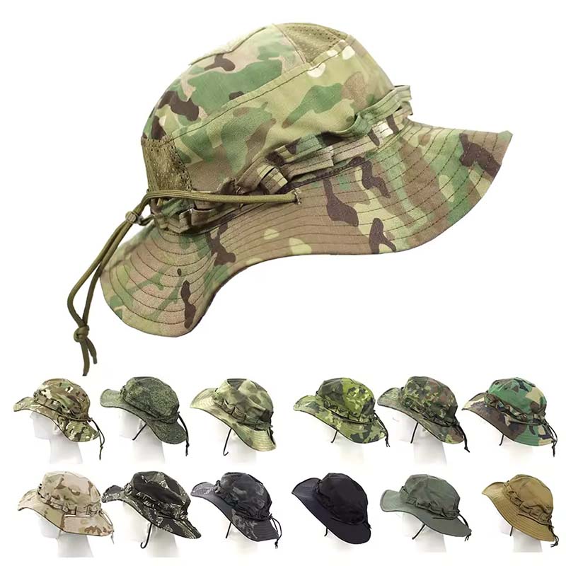Boonie Hat Tactical - アウトドアバケットハット 迷彩柄ブーニーハット 厚手フィッシャーマンハット エアソフト ハンティング ハイキング