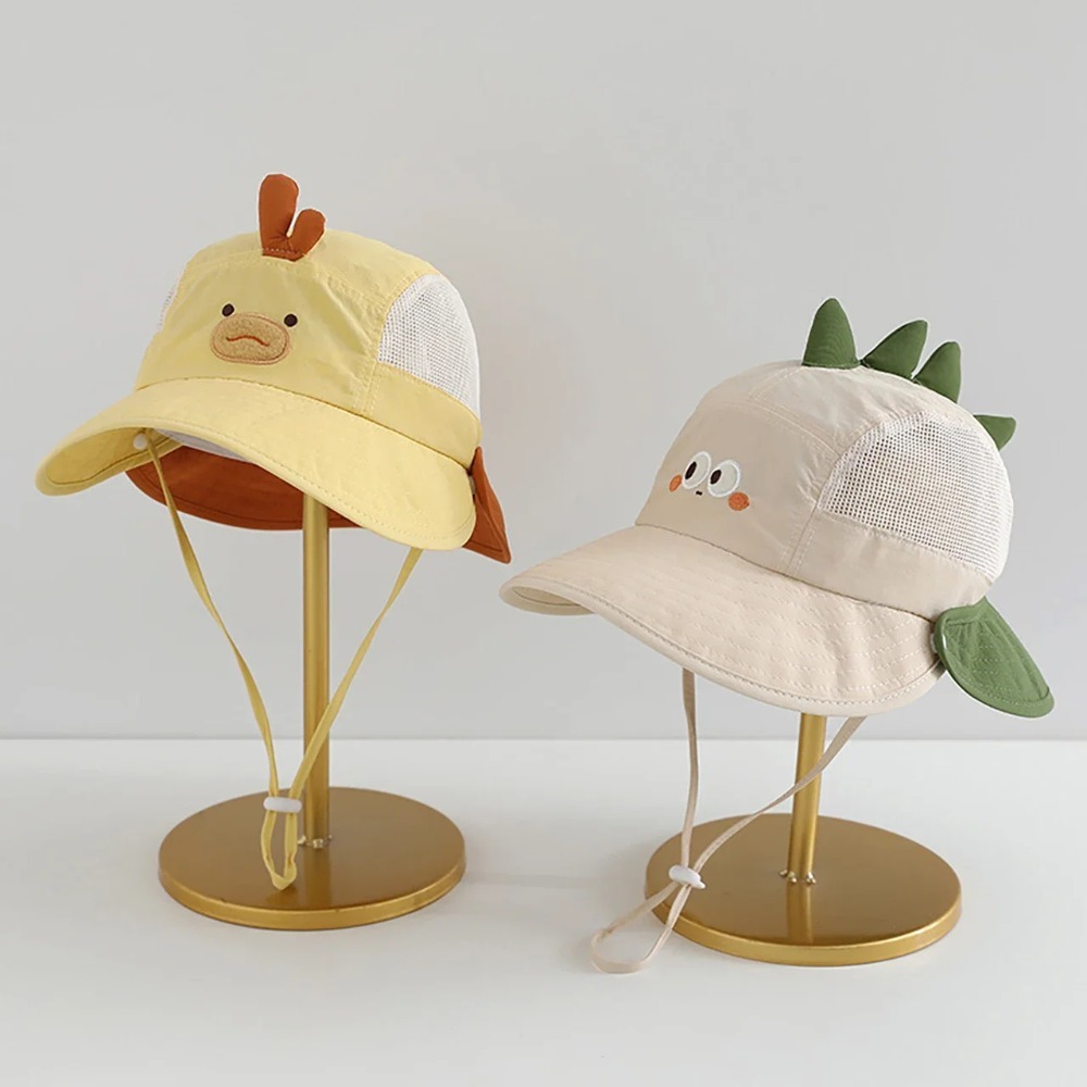 Visor Sun Hat - かわいい漫画風ベビービーチハット、クマとウサギの耳付き、通気性のあるメッシュサンバイザーキャップ、男の子と女の子のための夏のアウトドアパナマハット