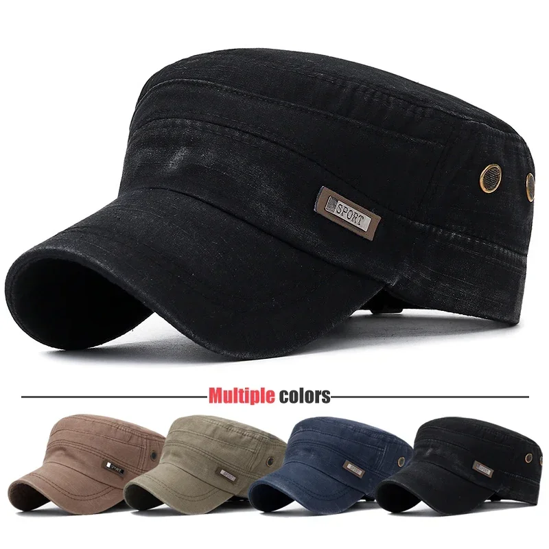 Snapback Hat Flat - ユニセックスミリタリーカデットフラットキャップ、調節可能なバックハット、カジュアルスポーツベースボールキャップ、クラシック、新しいファッションウェア、アウトドア