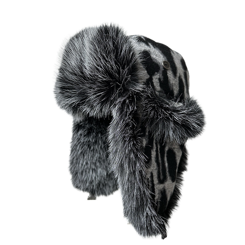 Trapper Hat Ear Flap - 女性用レオパード柄フリーストラッパーハット、サイクリングやスキーに最適な暖かいイヤーフラップ付きキャップ