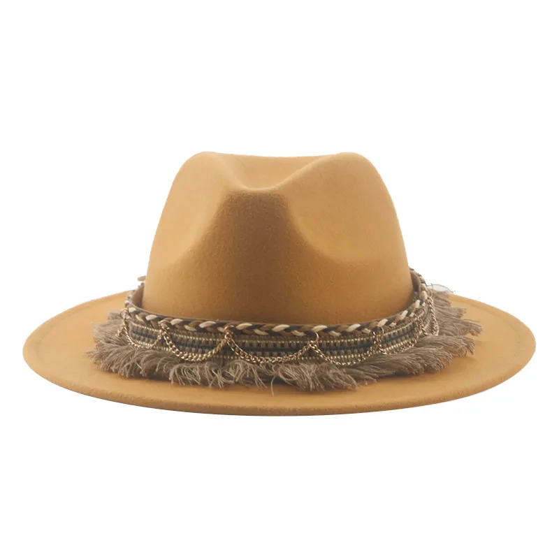 カウボーイ帽子帽子フェドーラ帽子フェルト男の帽子帽子女性のた - Fedora Hat Wool のレビューと価格