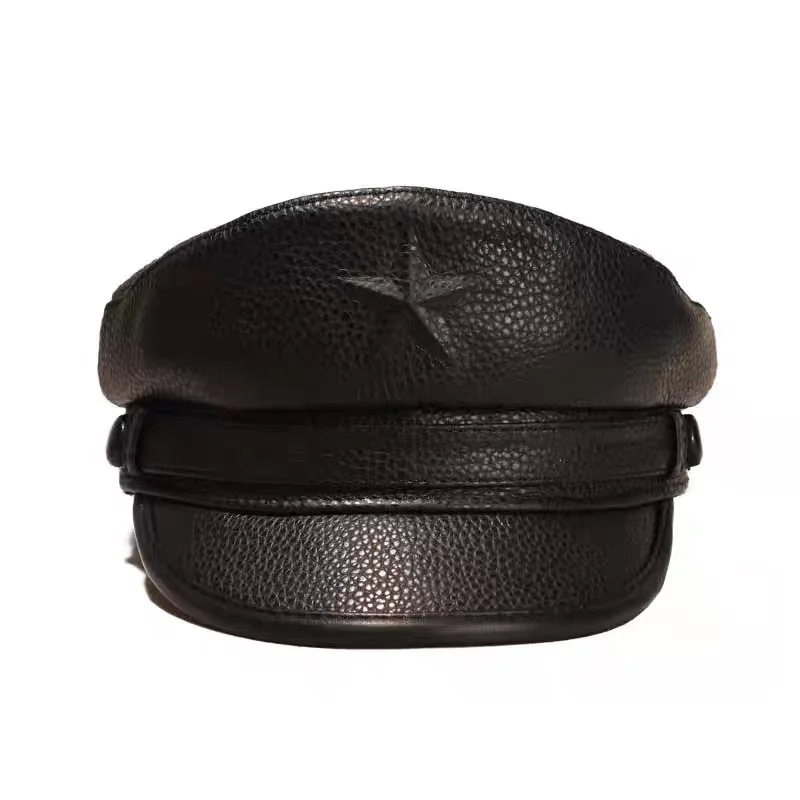 小説軍キャップ男性のためのレトロフラット軍事キャップ男性本革 - Snapback Hat Flat のレビューと価格