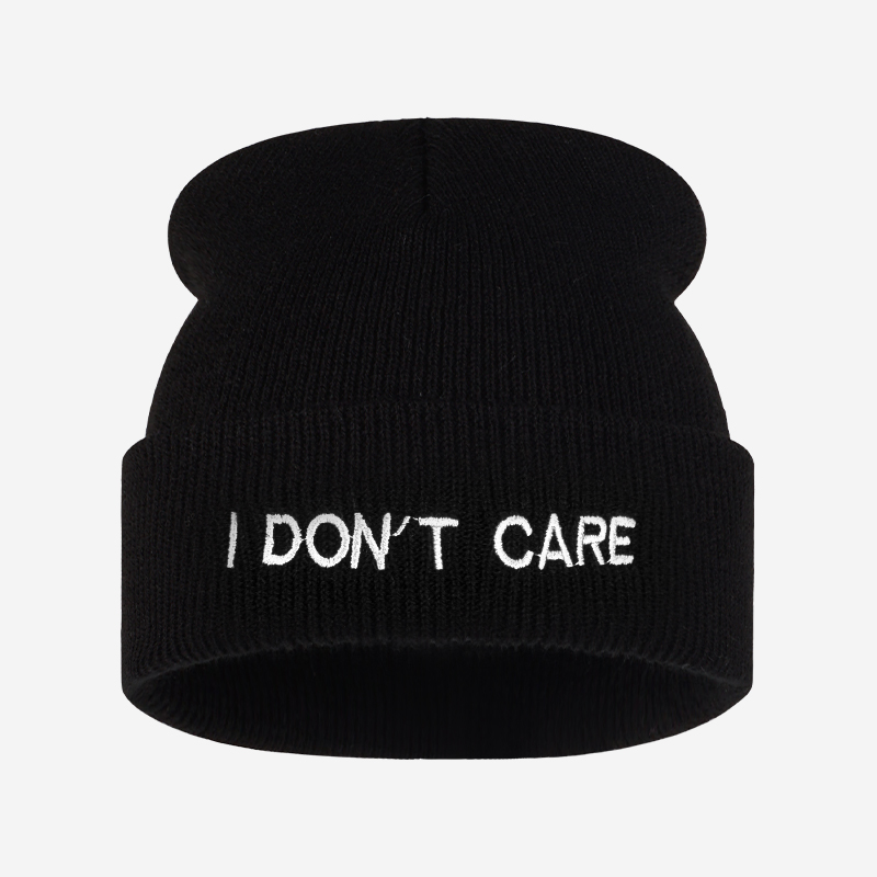 I DON'T CARE テキストニットカフビーニー、スタイ - Beanie Cuffed Knit のレビューと価格