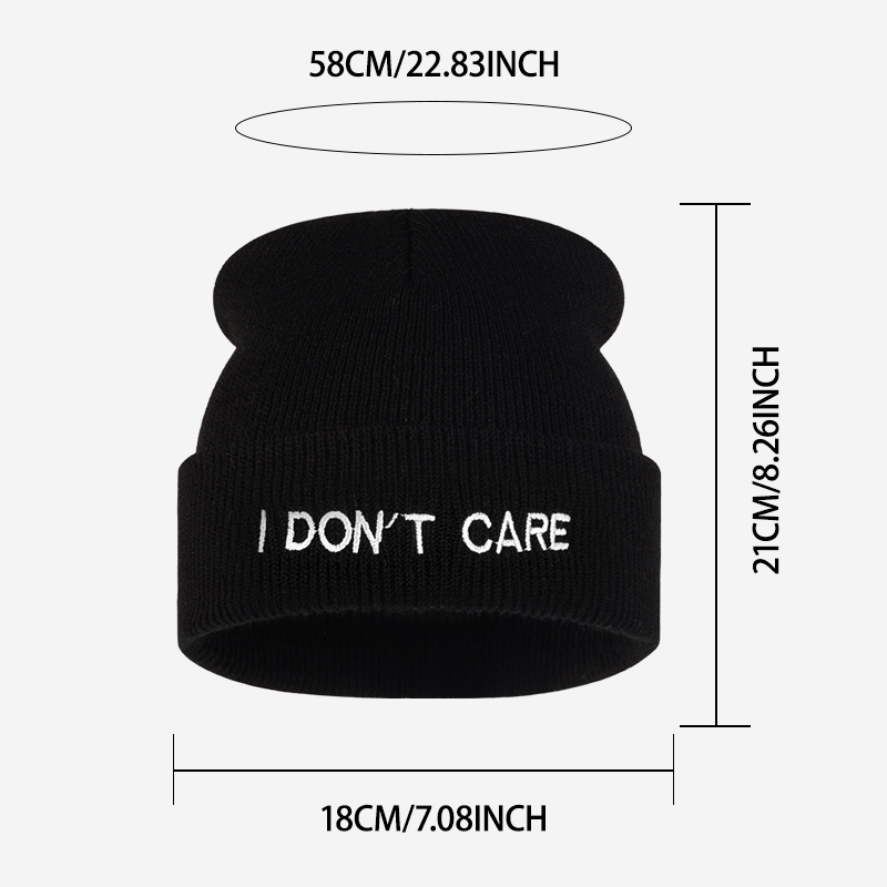 I DON'T CARE テキストニットカフビーニー、スタイ - Beanie Cuffed Knit のレビューと価格