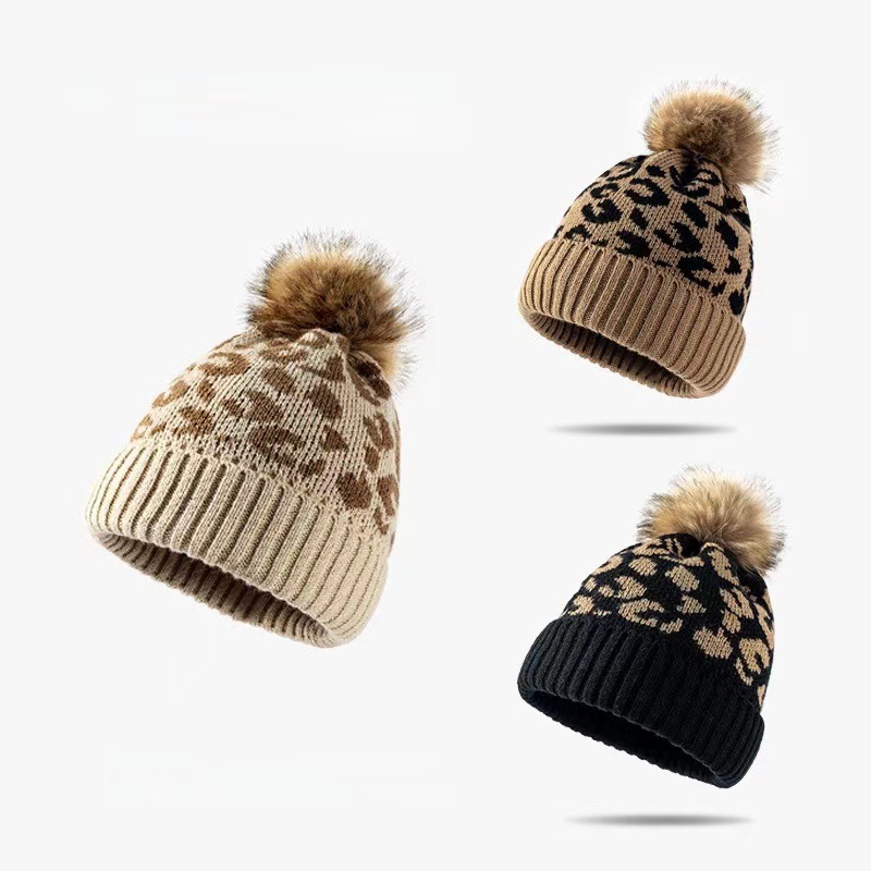 レディース レオパード柄 ニットビーニーハット 冬用 暖かい - Beanie Cuffed Knit のレビューと価格
