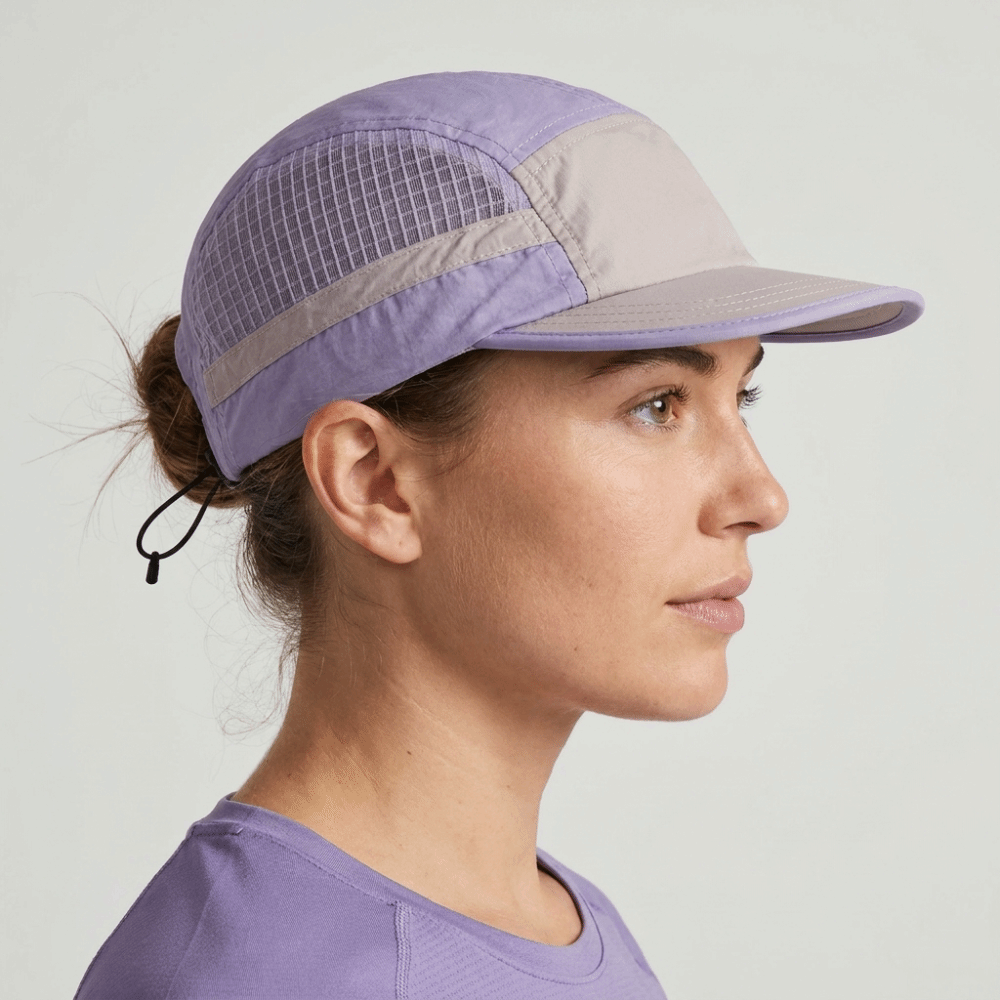 カラーブロックデザインの速乾性野球帽 レトロ5パネル ソフト - Running Cap Lightweight のレビューと価格