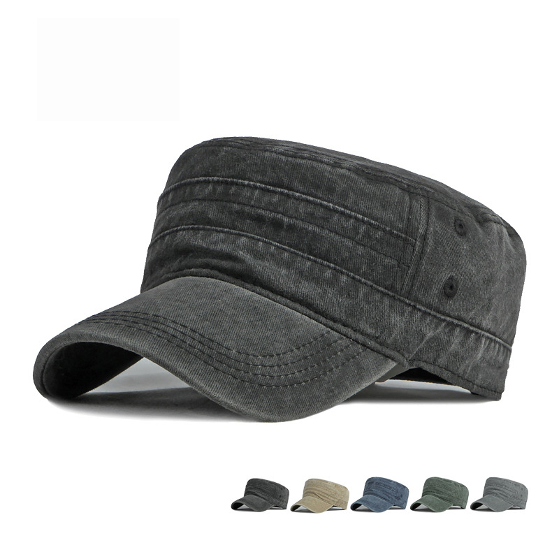 春夏短いつば軍帽子男性女性屋外レトロ洗浄綿ビッグヘッドサンシ - Snapback Hat Flat のレビューと価格