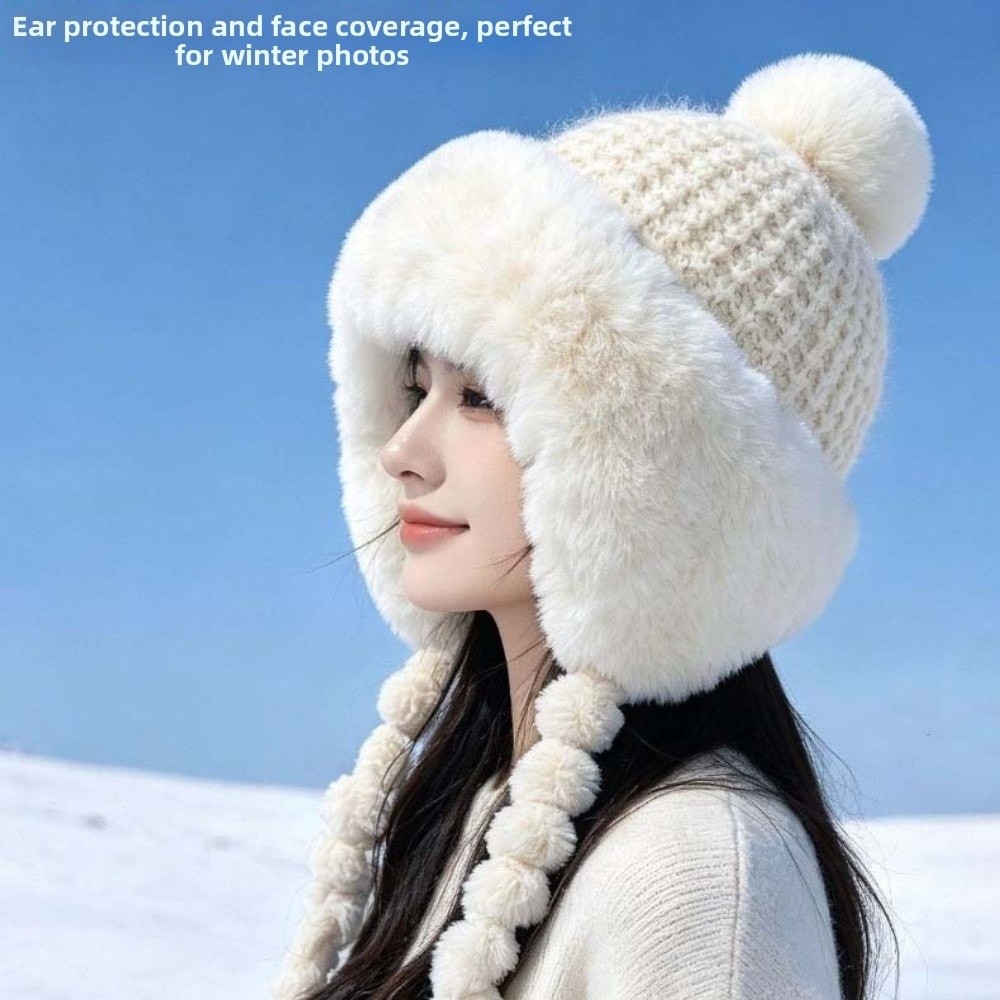 フリース裏地付きポンポン付きブレイドハット、ストライプニット - Trapper Hat Ear Flap のレビューと価格