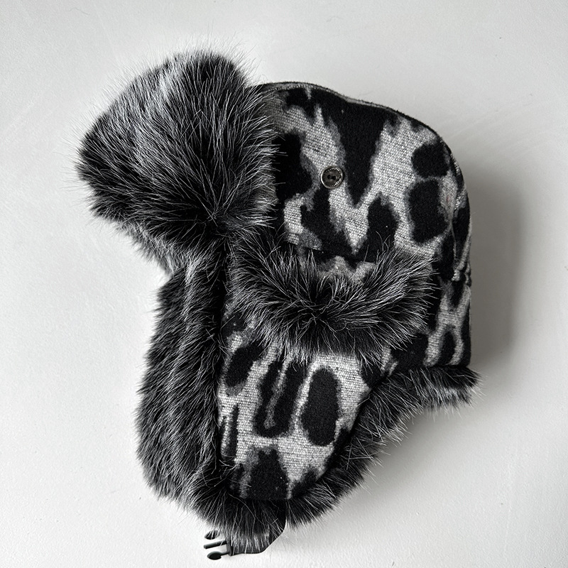 女性用レオパード柄フリーストラッパーハット、サイクリングやス - Trapper Hat Ear Flap のレビューと価格